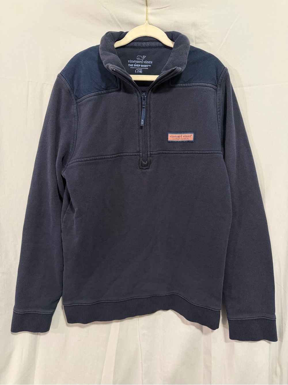 Vineyard Vines Martha’s Vineyard Boys Large (16) Pullover Quarter Zip Blue Shep
